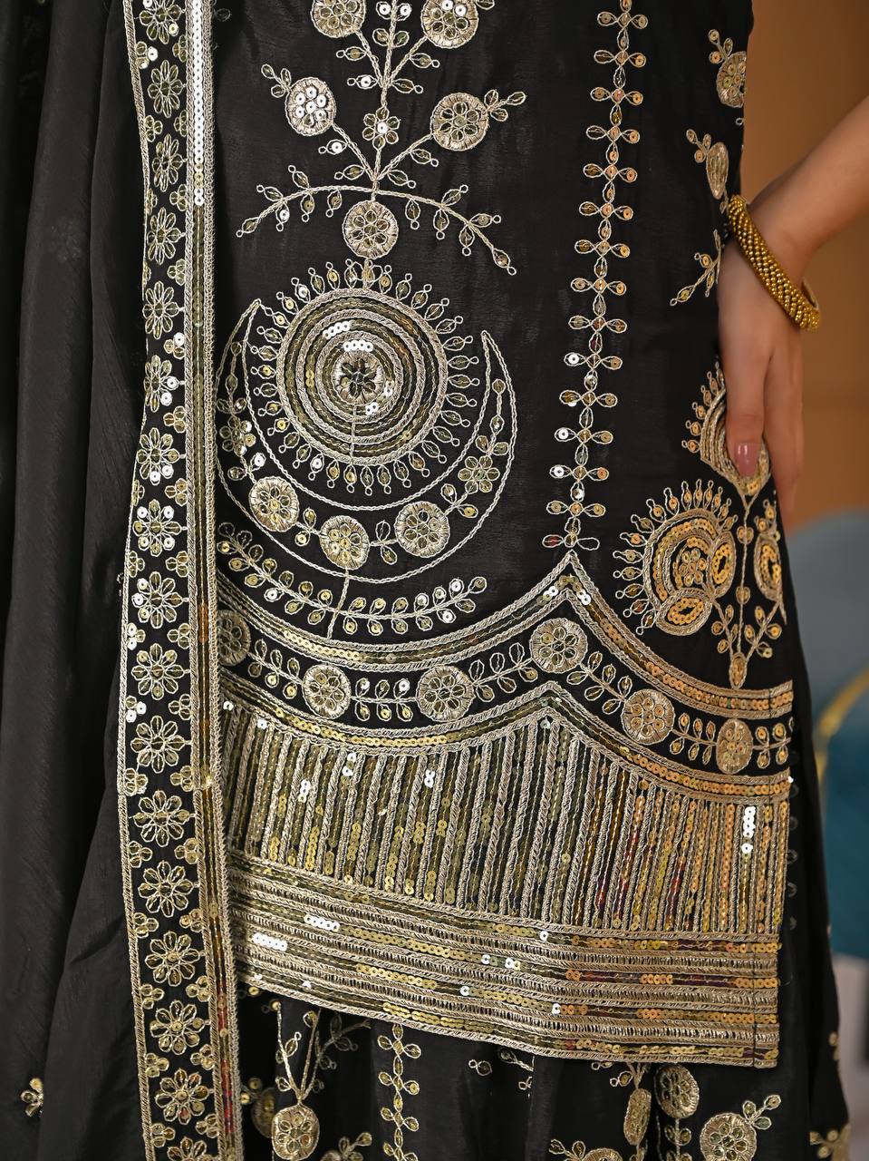 Noorika Black Royal Embroidery Anarkali Suit Set
