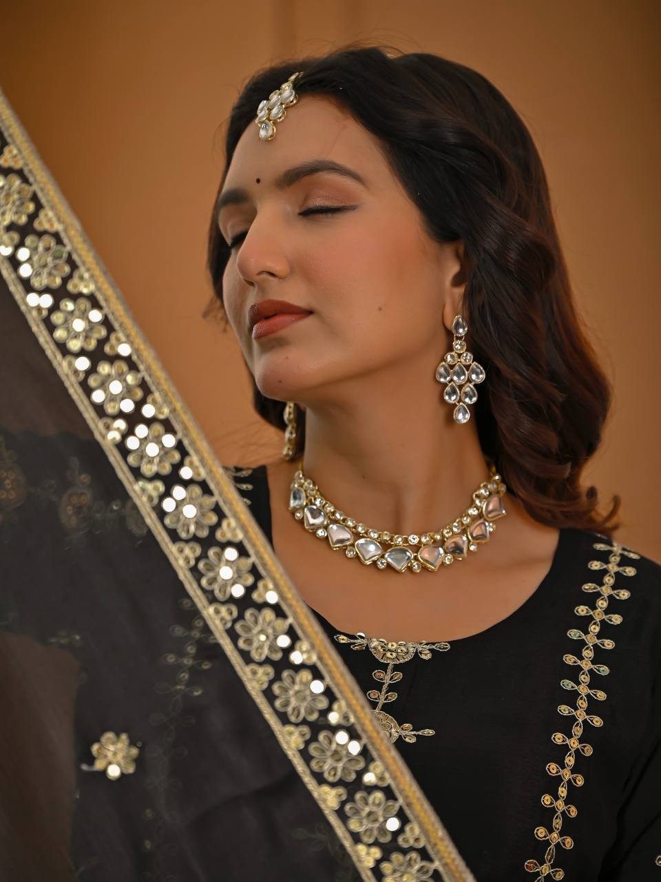 Noorika Black Royal Embroidery Anarkali Suit Set