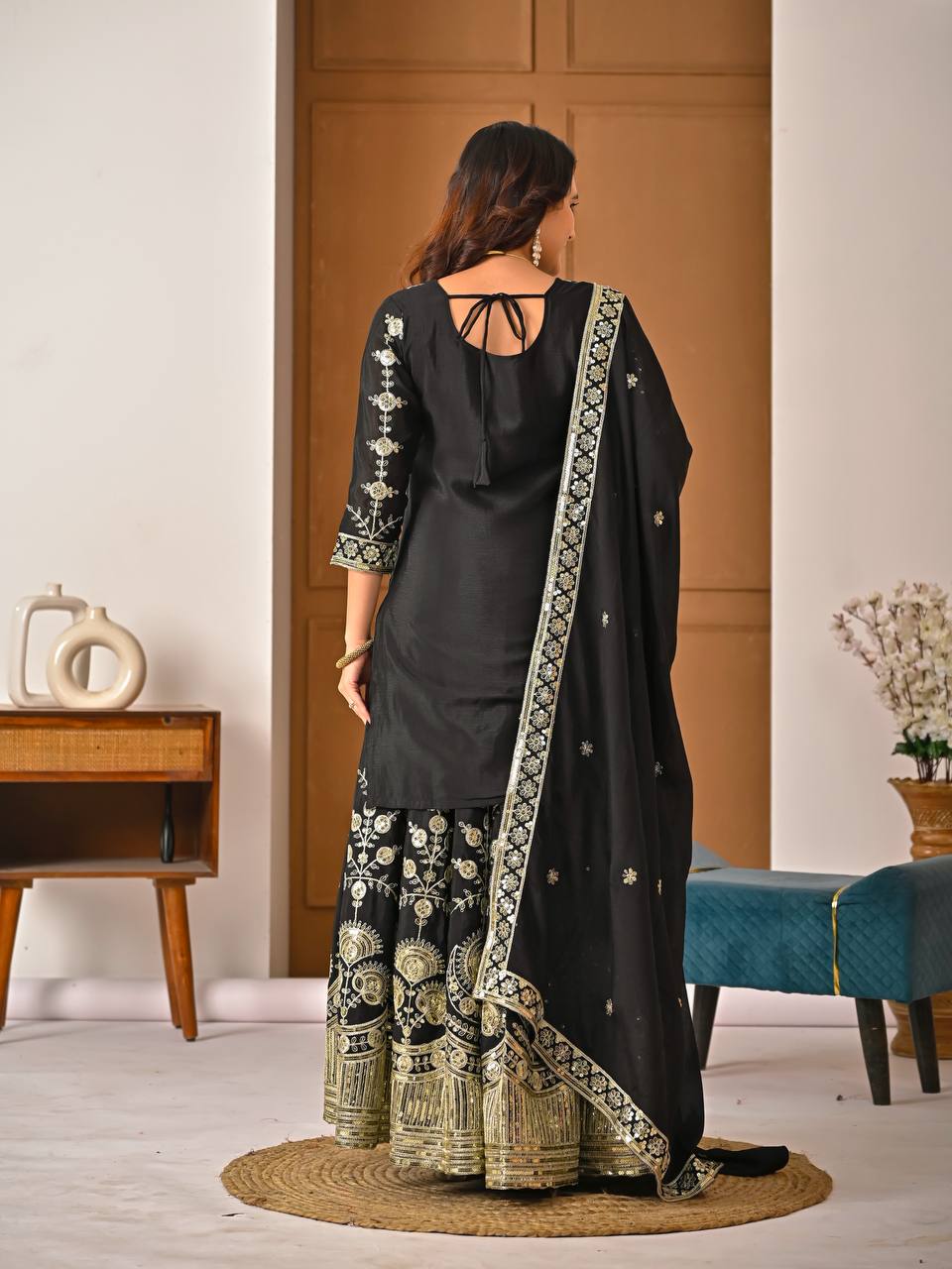 Noorika Black Royal Embroidery Anarkali Suit Set