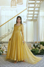 Rich mustard yellow Anarkali Suit Set