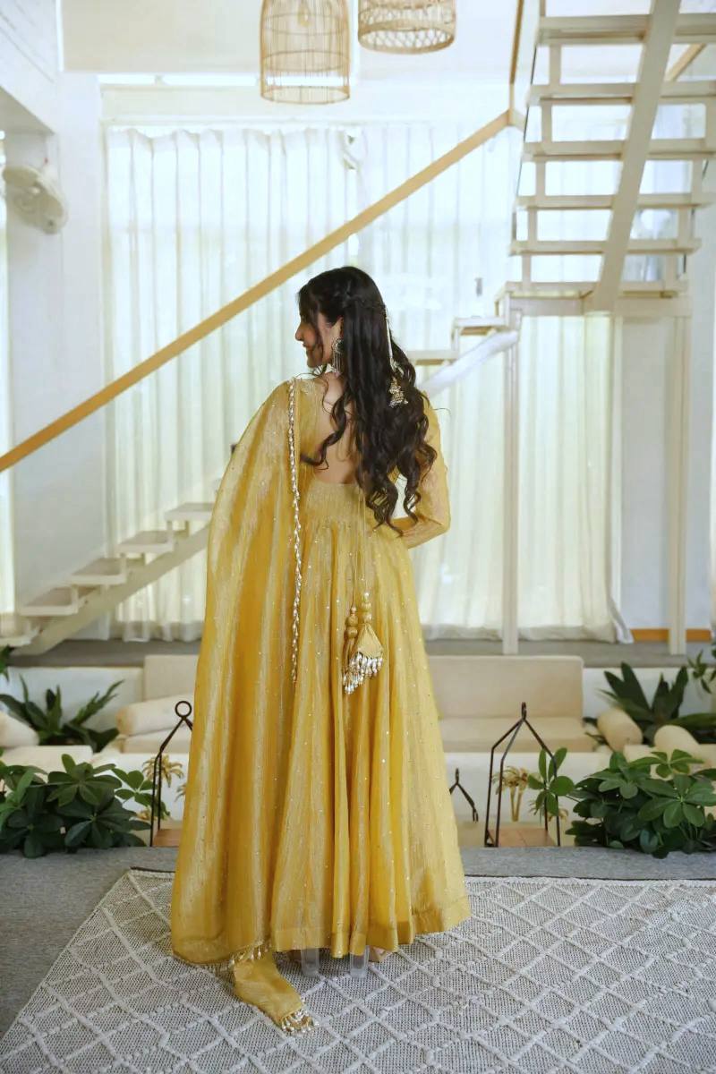 Rich mustard yellow Anarkali Suit Set