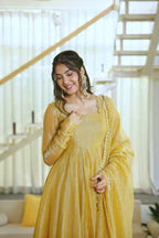 Rich mustard yellow Anarkali Suit Set