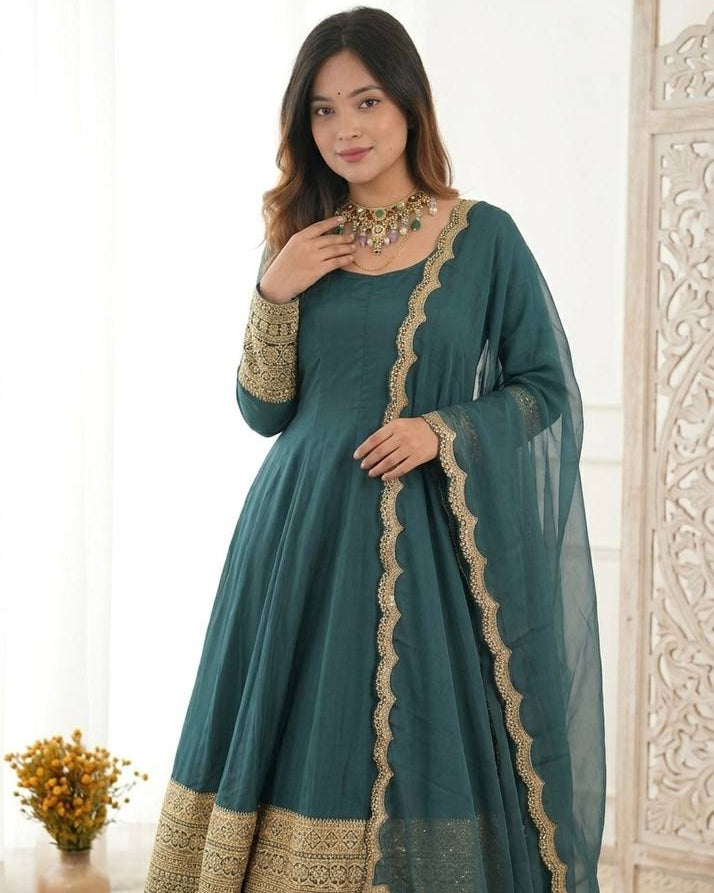 Zarmina Green Anarkali Suit Set
