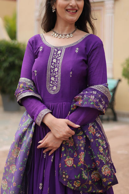 RUBINA PURPLE EMBROIDERED SUIT SET