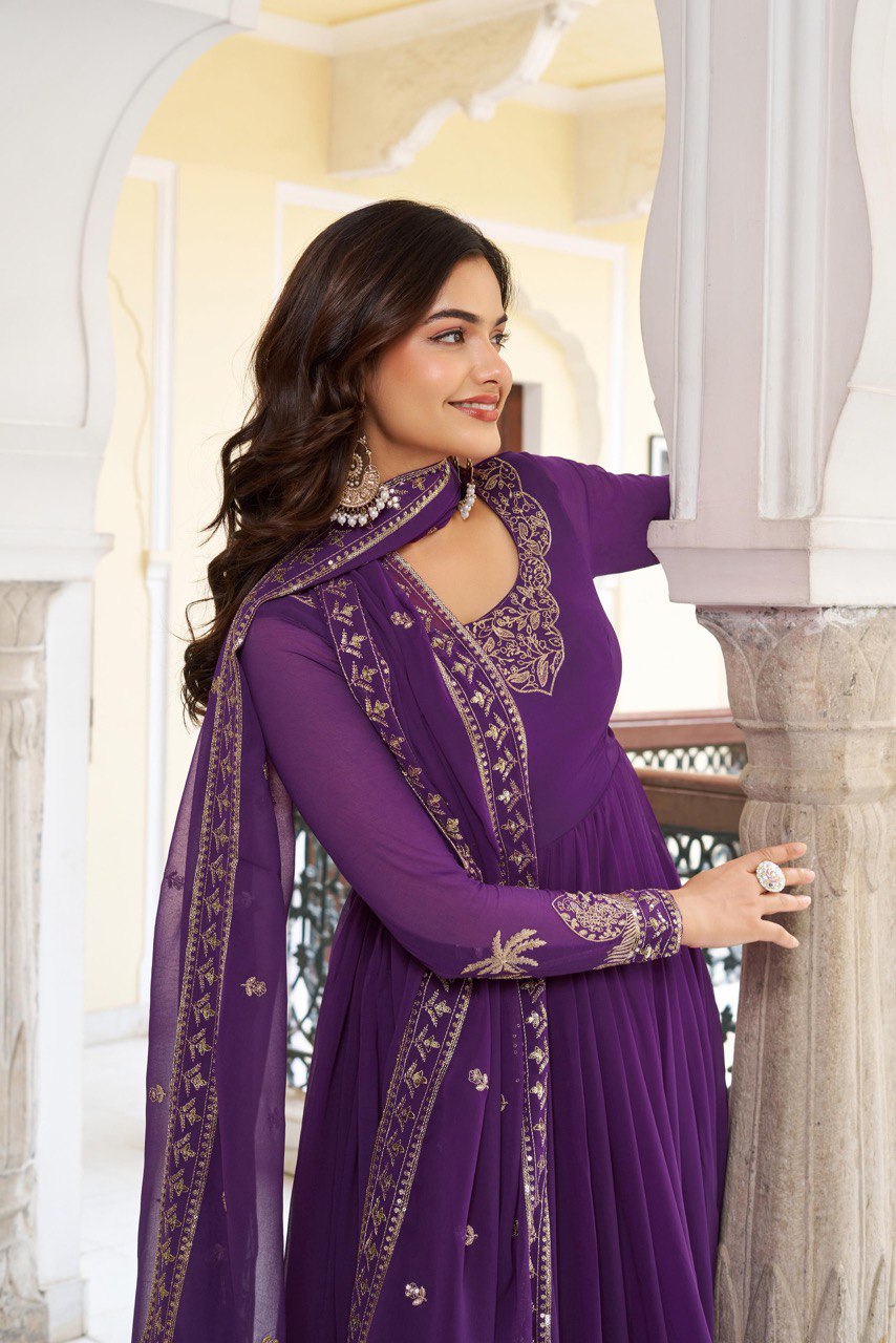 TABASOON PUPRLE ANARKALI SUIT SET