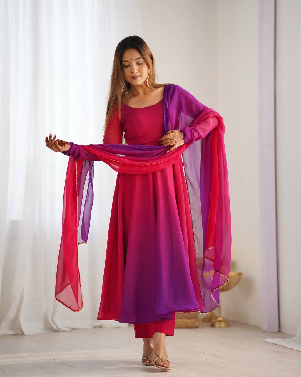 NEELAYA DARKPINK LIGHTWEIGHT ANARKALI SUIT SET