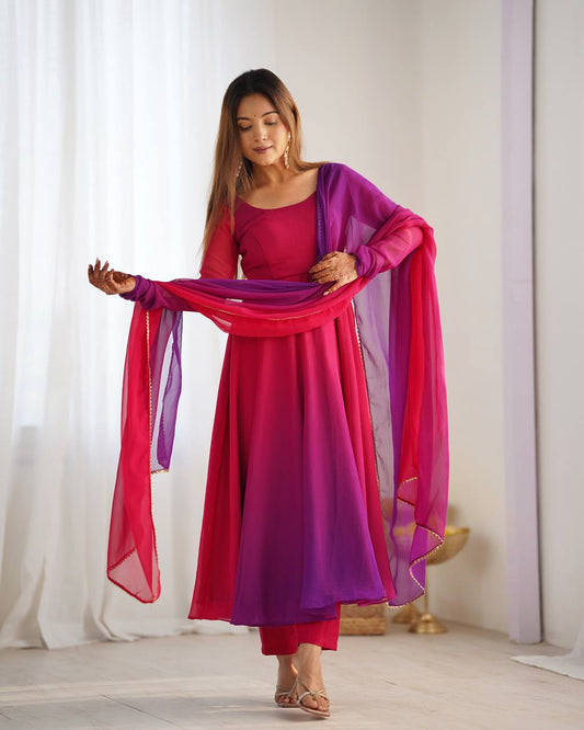 NEELAYA DARKPINK LIGHTWEIGHT ANARKALI SUIT SET
