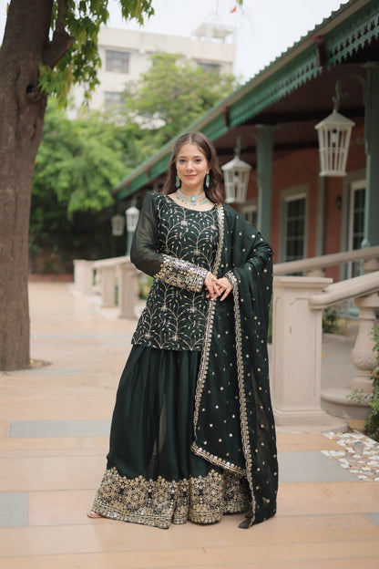 AAHANA BLACK KURTI-PLAZOO-DUPATTA