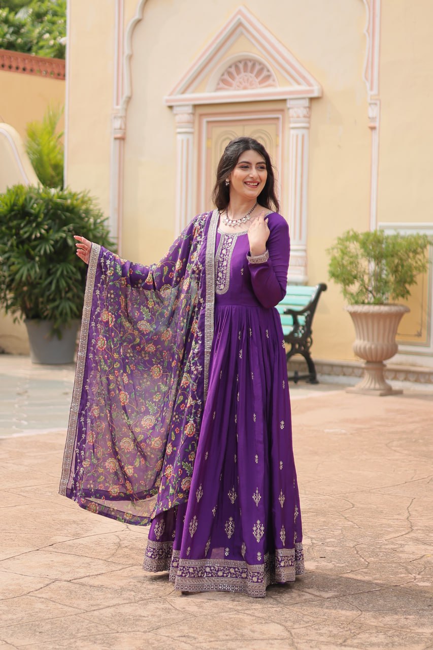 RUBINA PURPLE EMBROIDERED SUIT SET