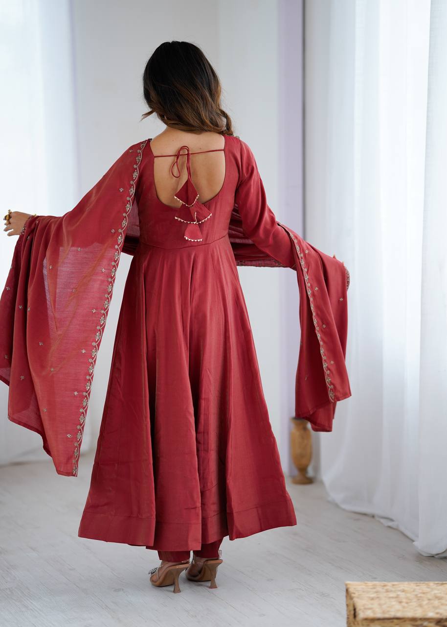 LAXMI MAROON ANARKALI SUIT SET