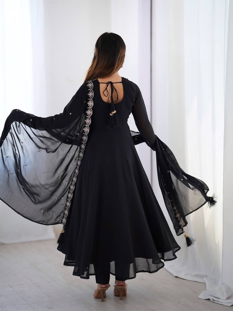 TAUSIQAT BLACK ANARKALI SUIT SET