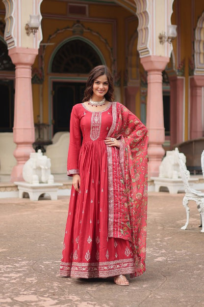 RUBINA RED  EMBROIDERED SUIT SET