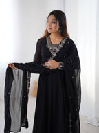 TAUSIQAT BLACK ANARKALI SUIT SET