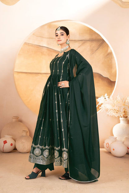 MADHVI GREEN COLOUR ANARKALI SUIT SET