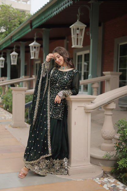 AAHANA BLACK KURTI-PLAZOO-DUPATTA