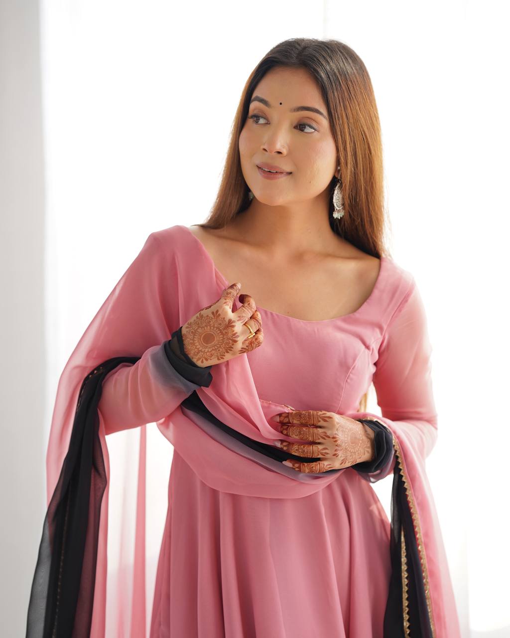 NEELAYA ONIONPINK  LIGHTWEIGHT ANARKALI SUIT SET