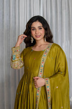 Simran's Goldenhour Cinon Silk Anarkali Suit Set