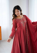 LAXMI MAROON ANARKALI SUIT SET