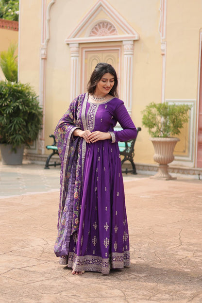 RUBINA PURPLE EMBROIDERED SUIT SET