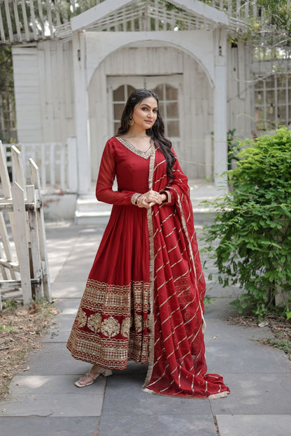 SANDHIYA MAROON EMBROIDERED SUIT SET