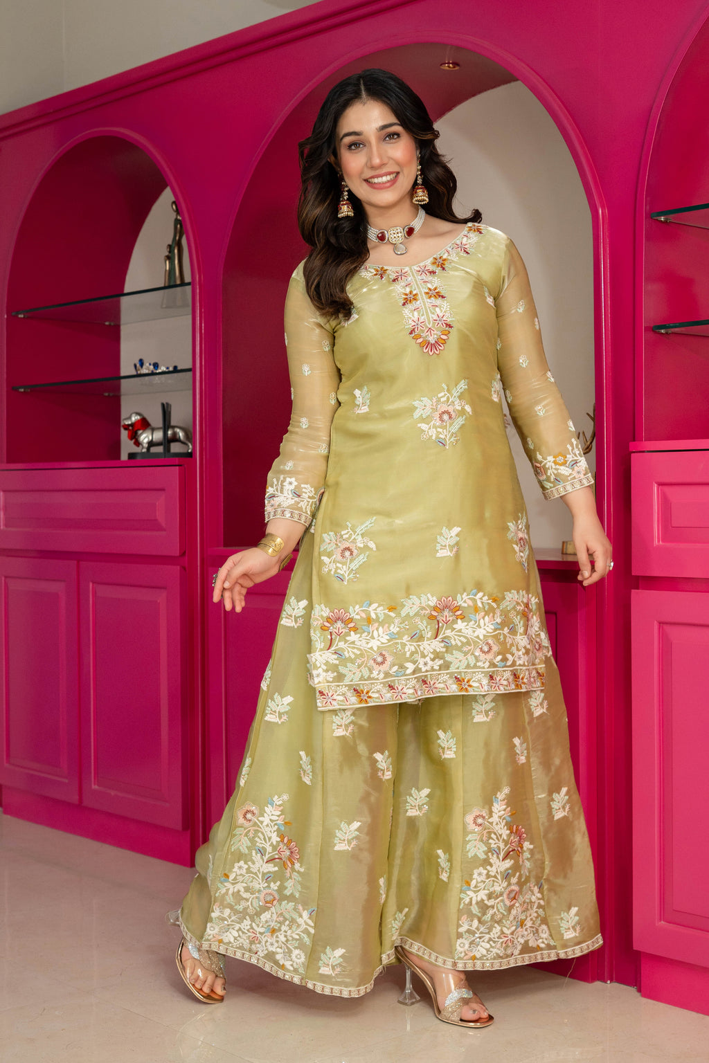 Elora Floral Embroidered Anarkali Suit Set