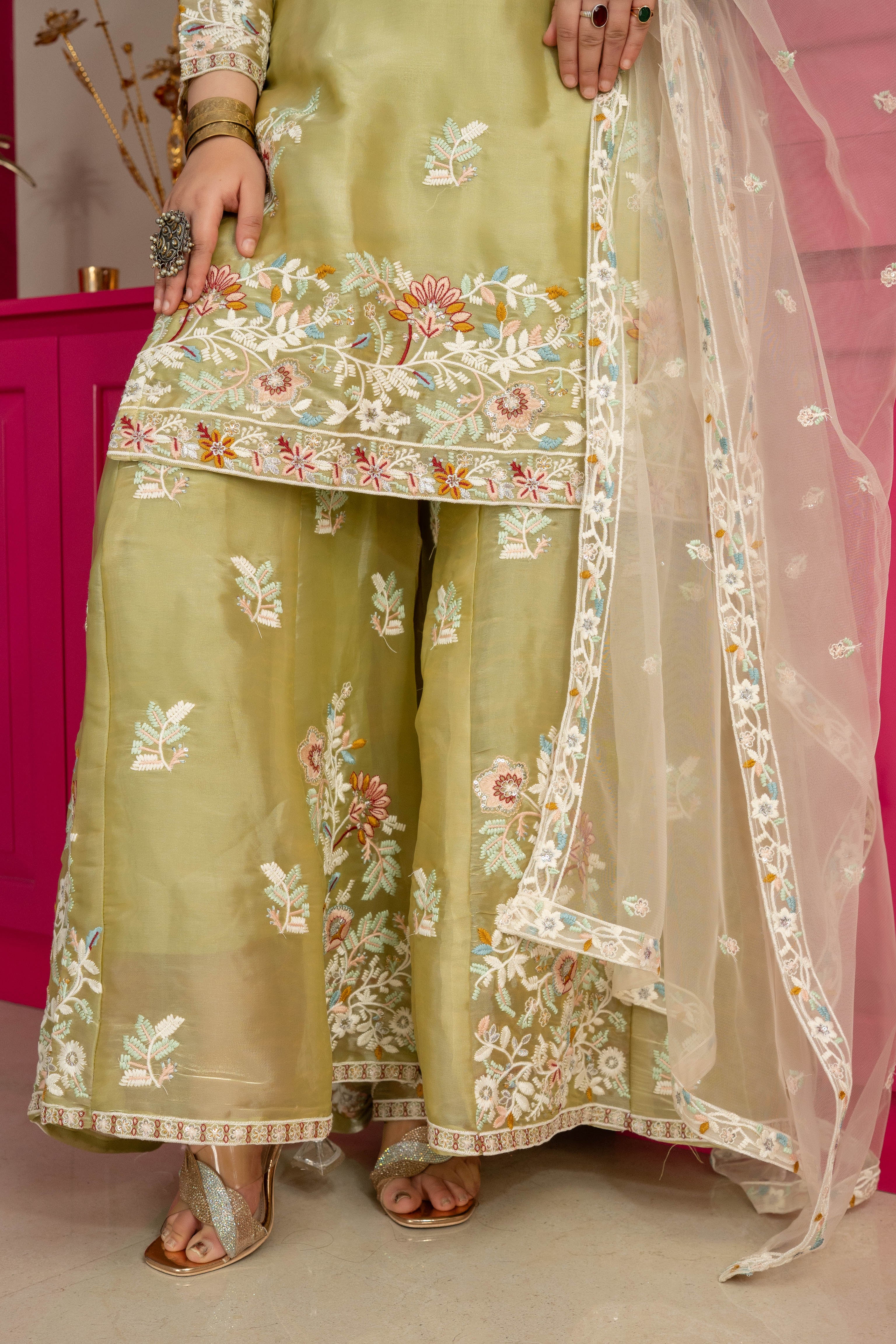 Elora Floral Embroidered Anarkali Suit Set