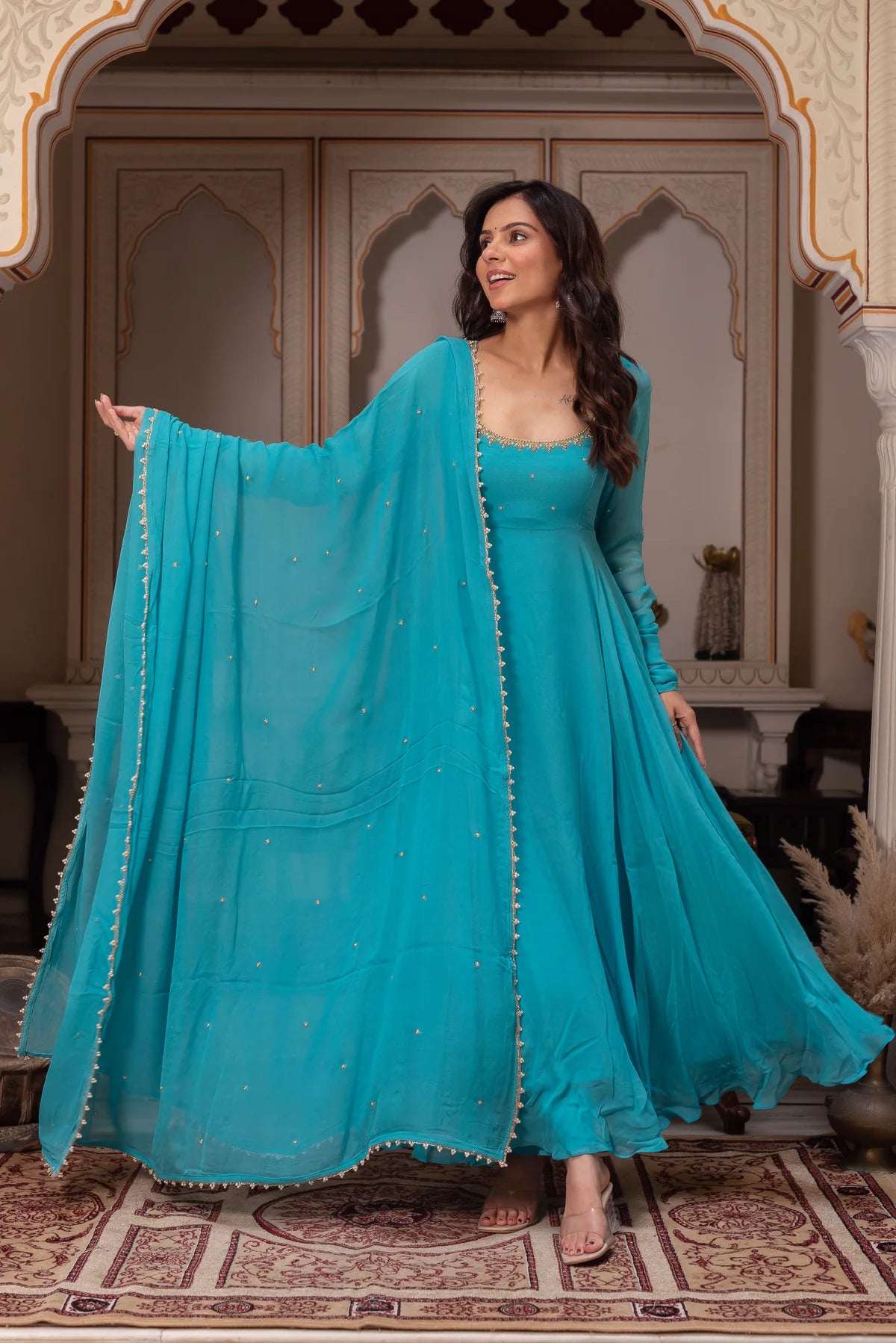 Ishka Sky Blue Anarkali Suit Set