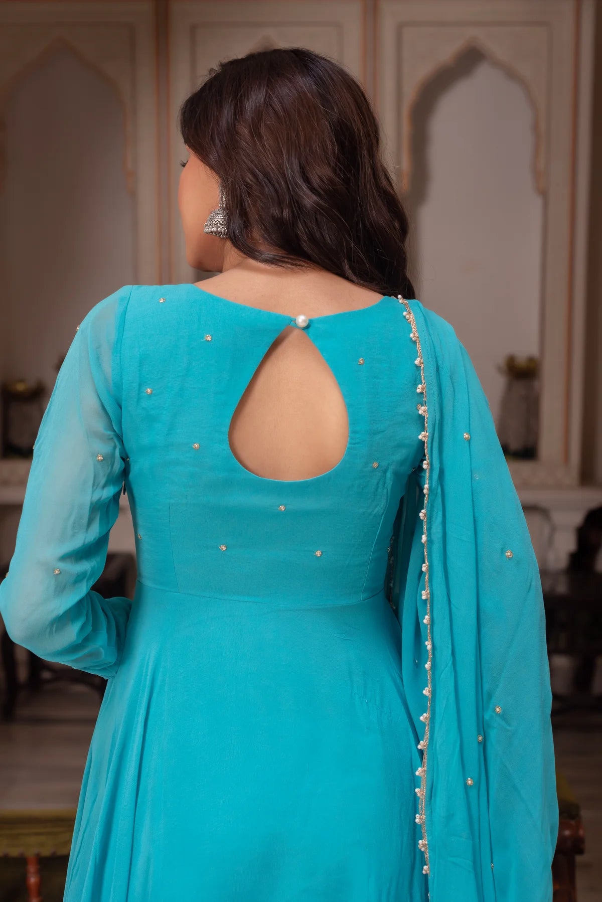 Ishka Sky Blue Anarkali Suit Set