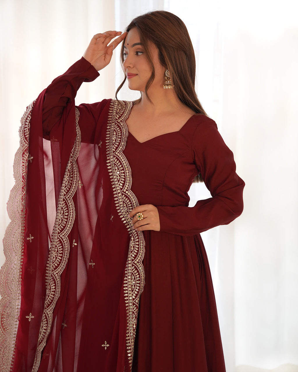 Nazakat Maroon Majesty Suit Set
