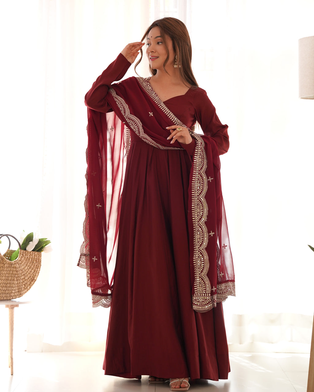 Nazakat Maroon Majesty Suit Set