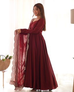 Nazakat Maroon Majesty Suit Set