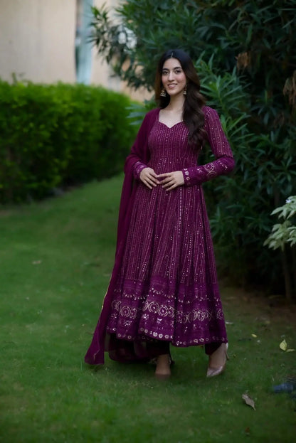 PRIYANKA  PURPLE EMBROIDERED SUIT SET