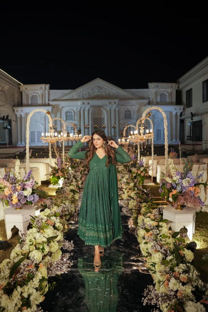 NIGHT STAR SENARA GREEN EMBROIDERED GEORGETTE SUIT SET