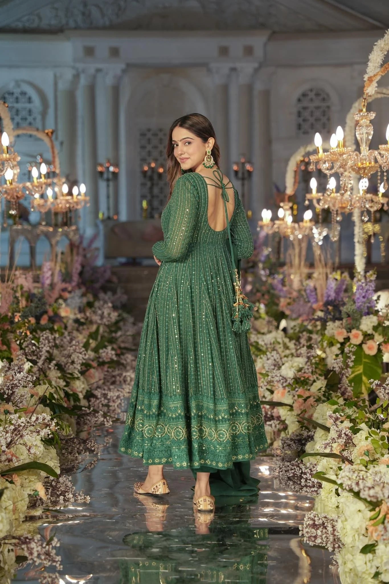 NIGHT STAR SENARA GREEN EMBROIDERED GEORGETTE SUIT SET