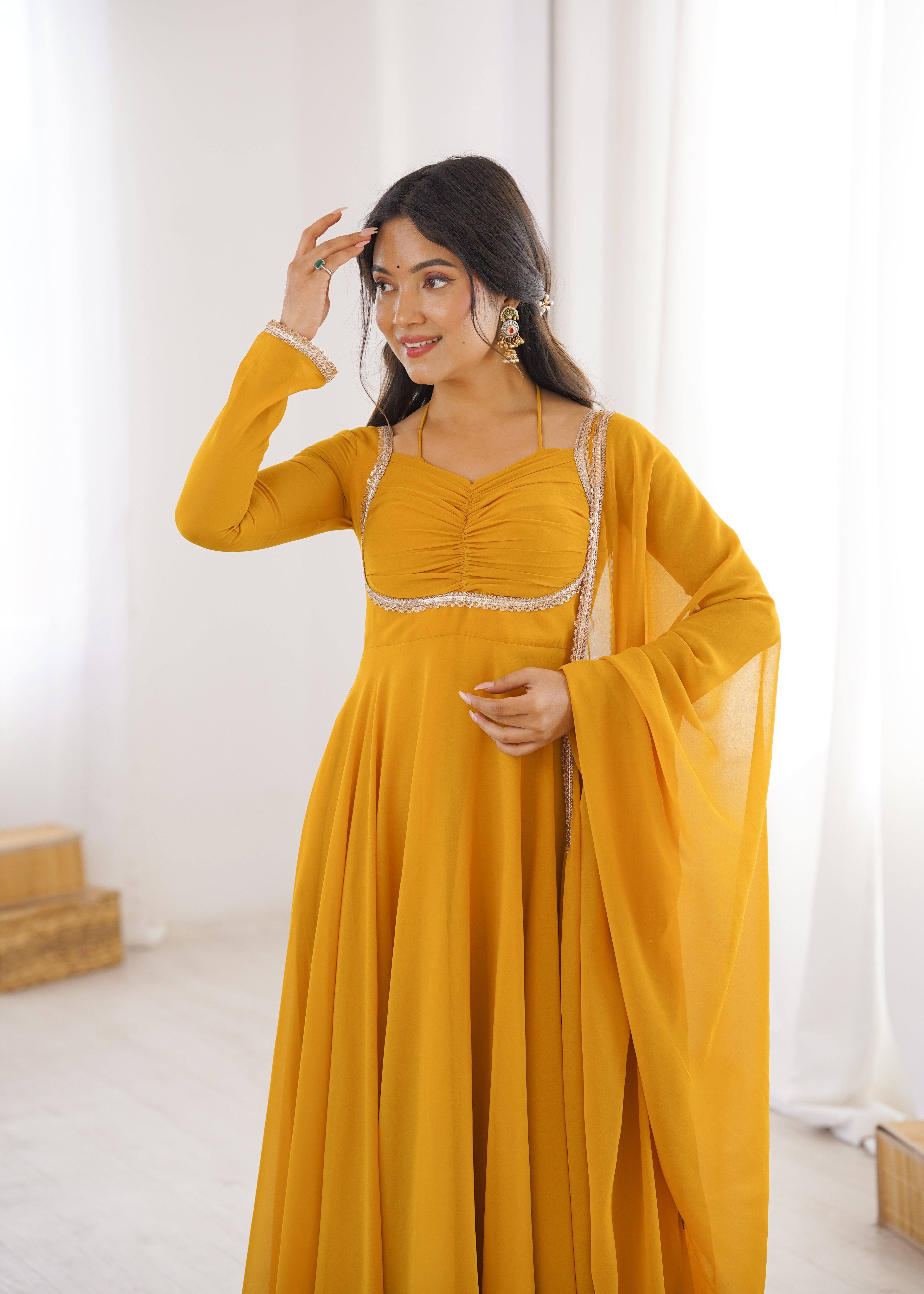 Sunehri Noor Yellow Anarkali Suit Set