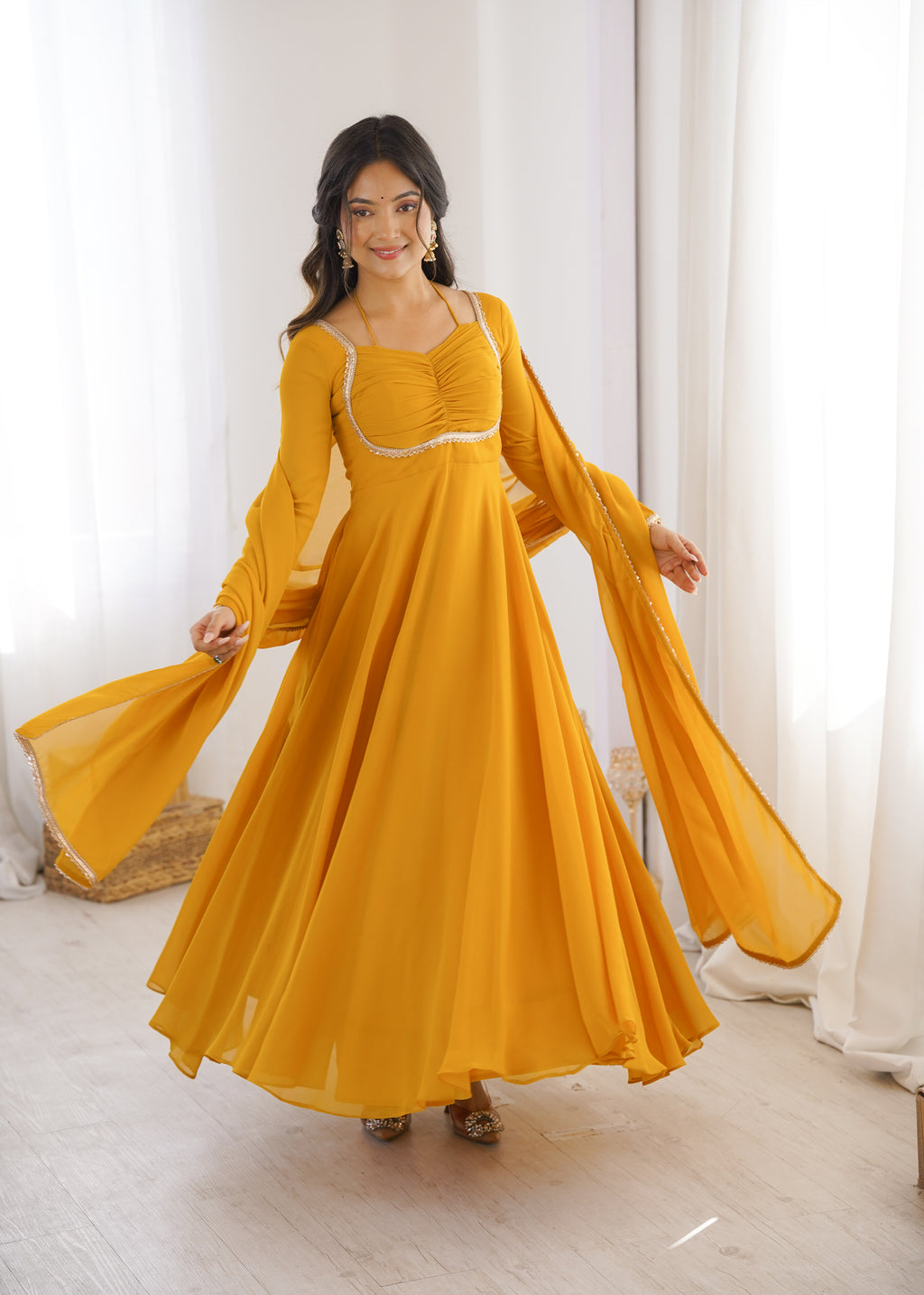 Sunehri Noor Yellow Anarkali Suit Set