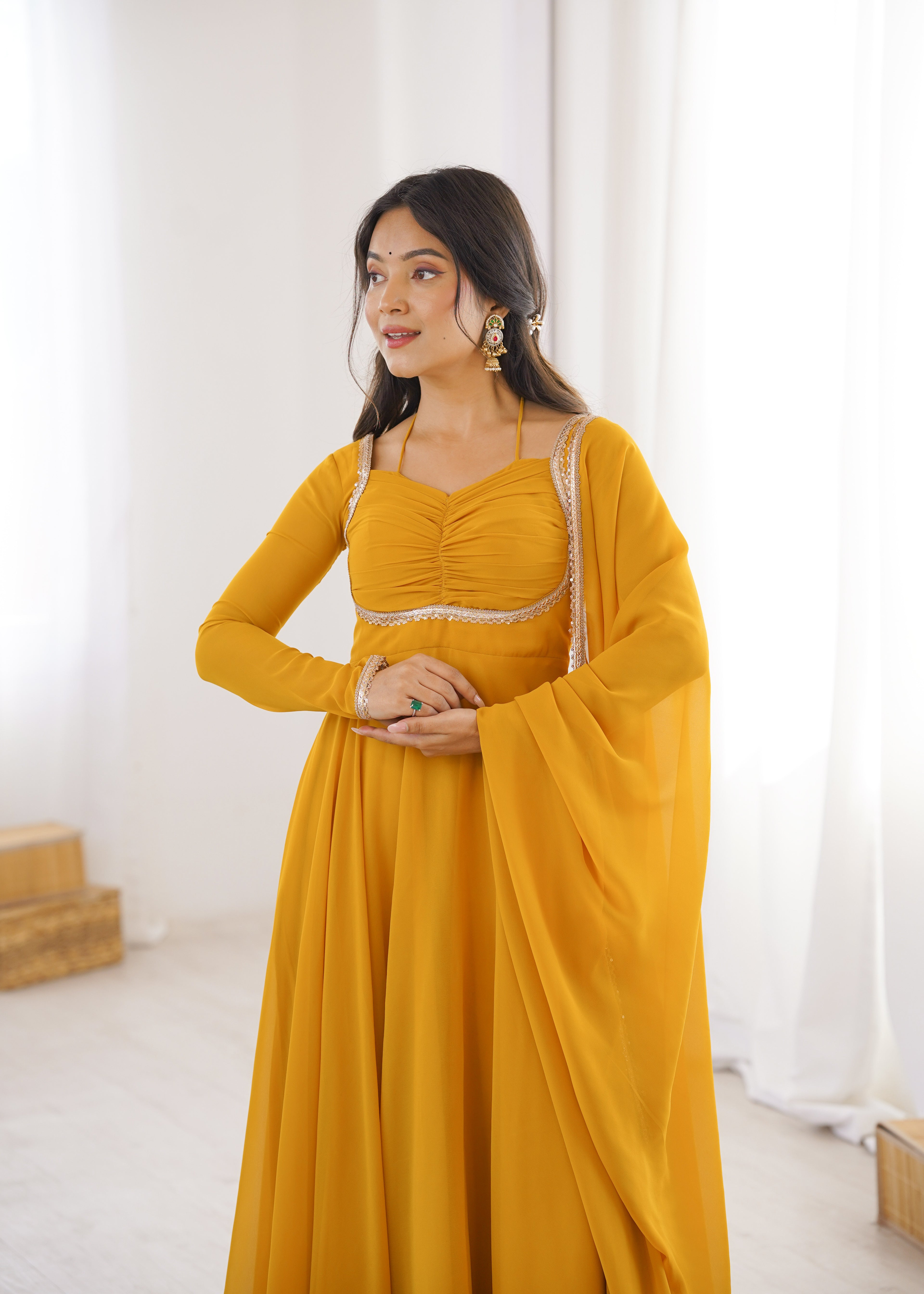 Sunehri Noor Yellow Anarkali Suit Set
