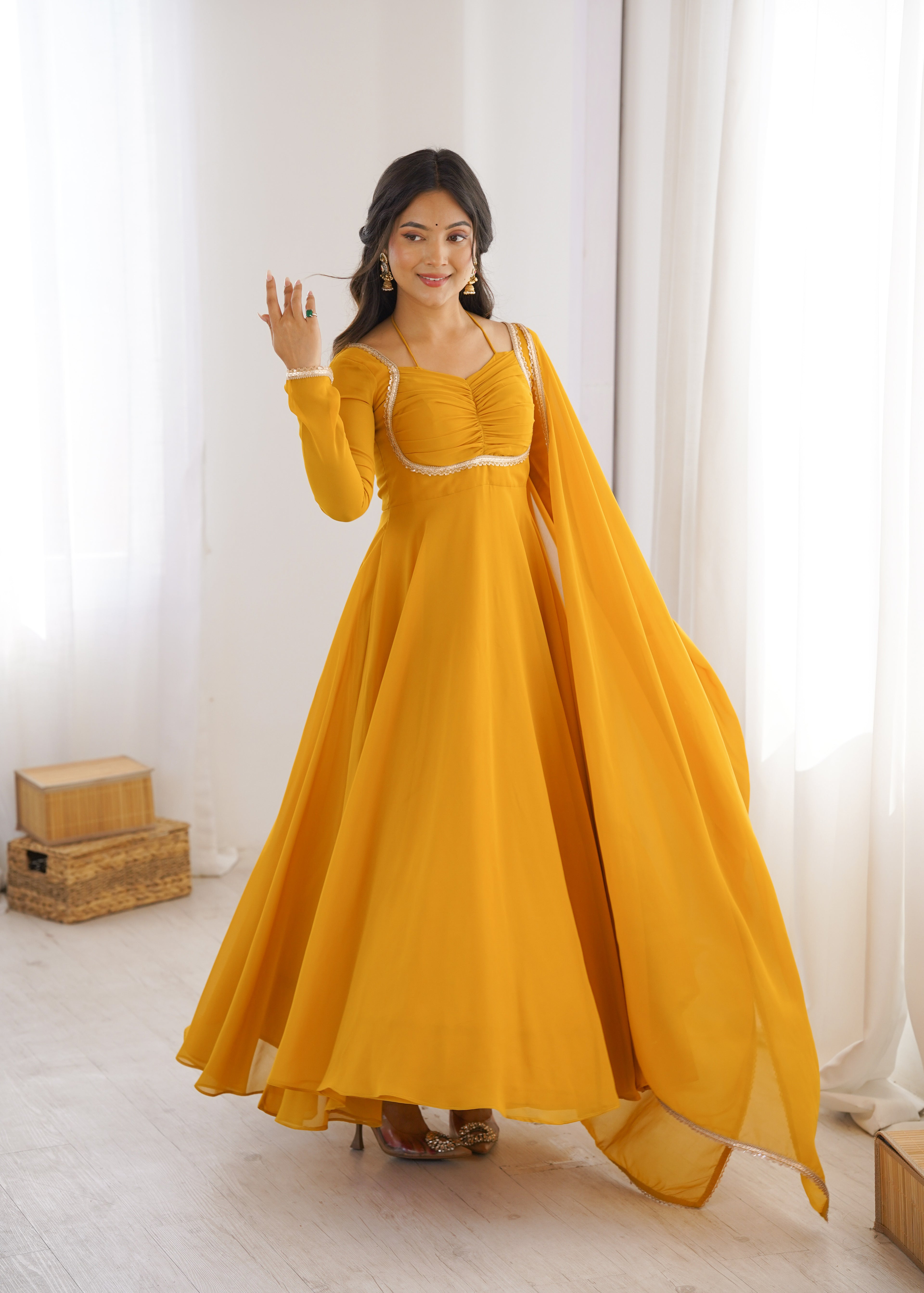 Sunehri Noor Yellow Anarkali Suit Set