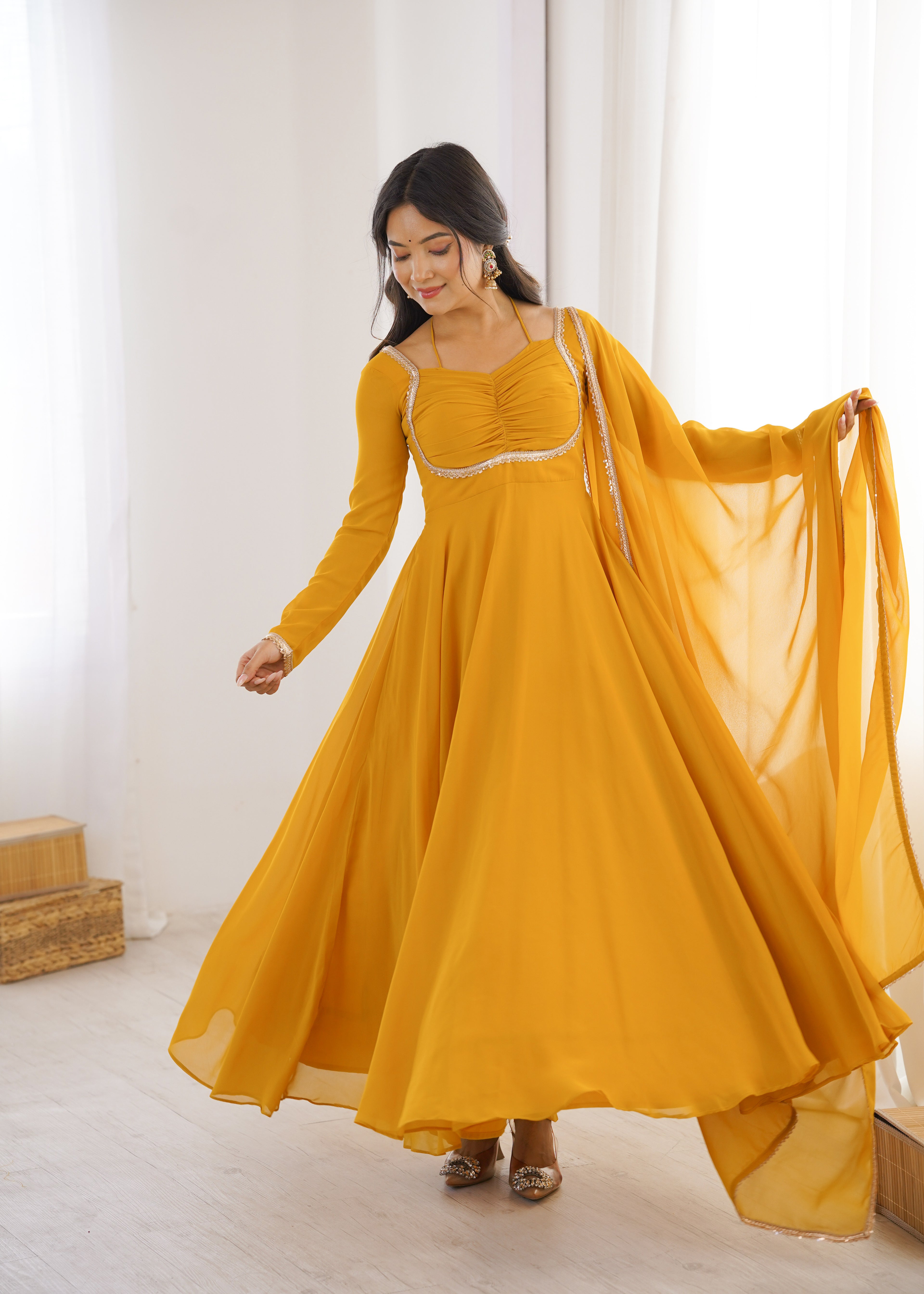 Sunehri Noor Yellow Anarkali Suit Set