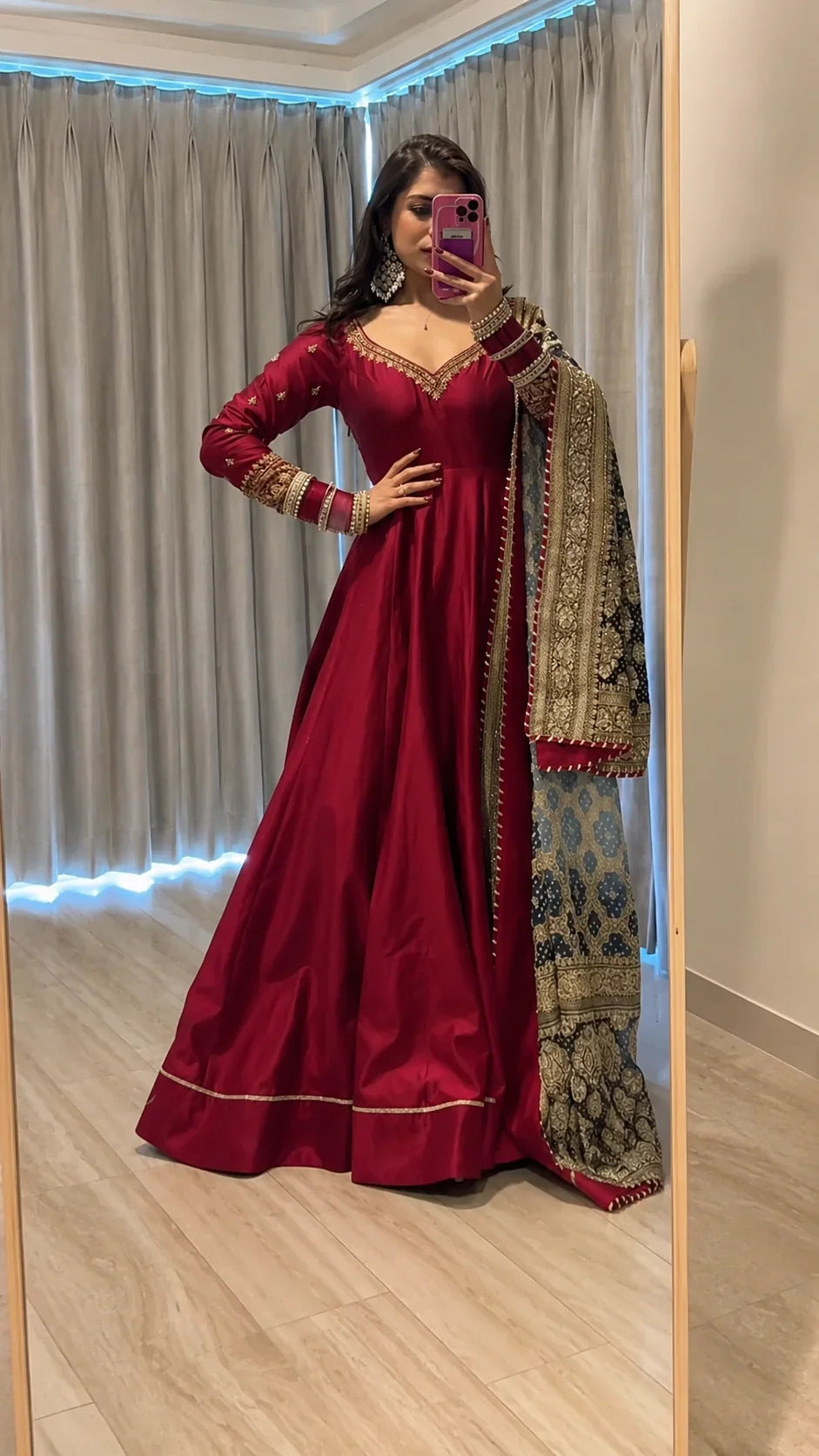 Dhruvi Pink Anarkali Premium Suit Set