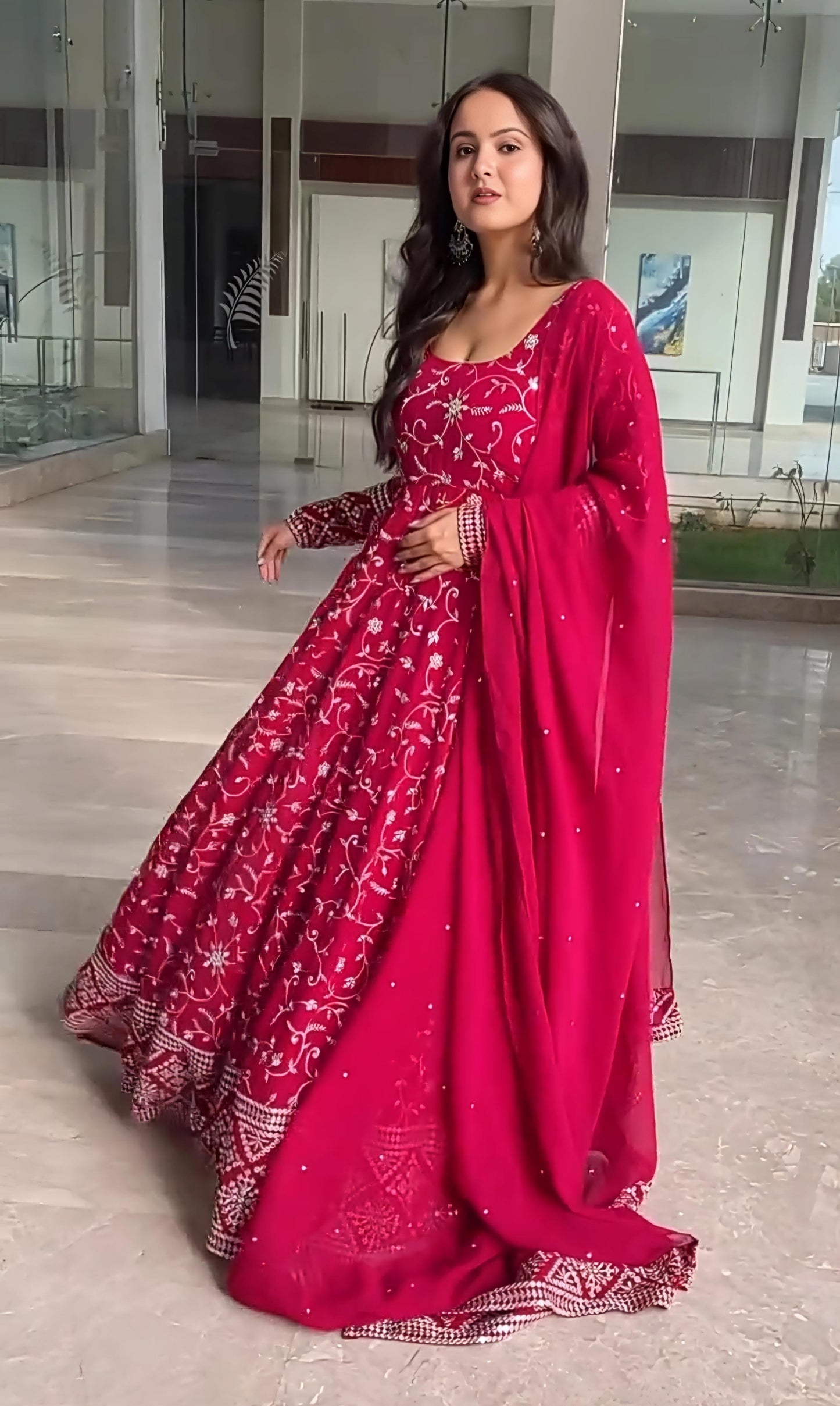 YAMINI'S GAJARI PINK ANARKALI SUIT SET