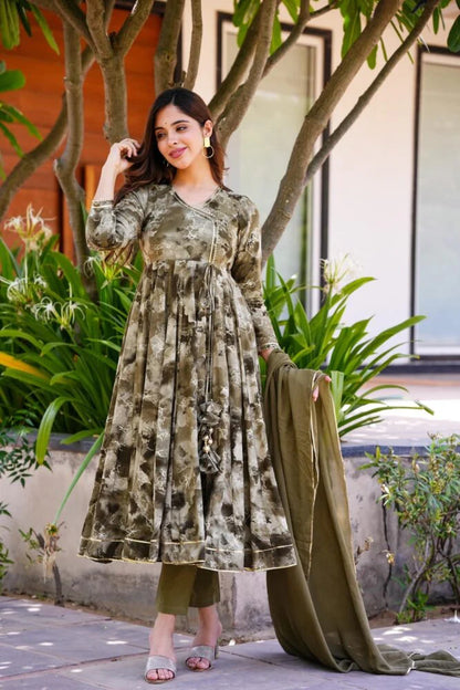 Sage Green Colour anarkali  suit set -109