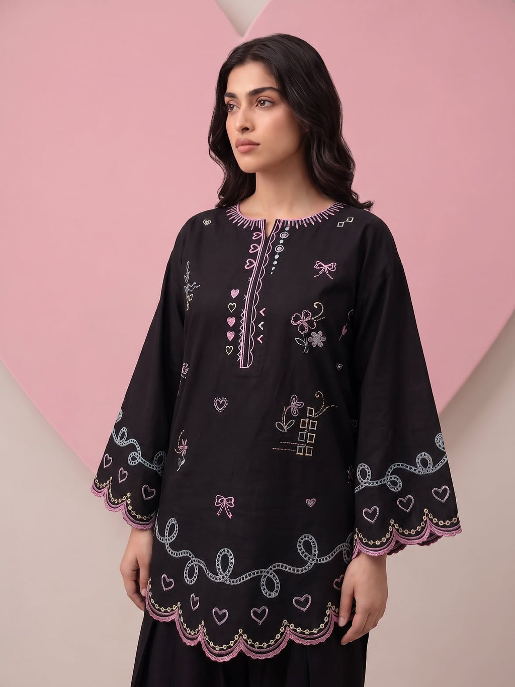Black Heart Embroidery Farshi Salwar Set