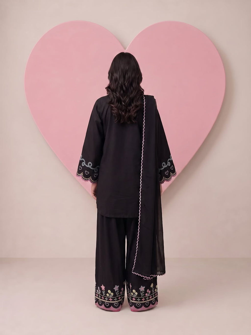 Black Heart Embroidery Farshi Salwar Set