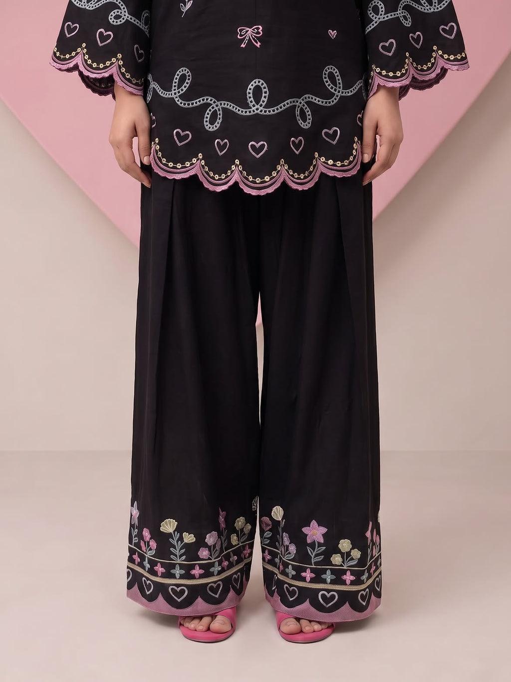 Black Heart Embroidery Farshi Salwar Set