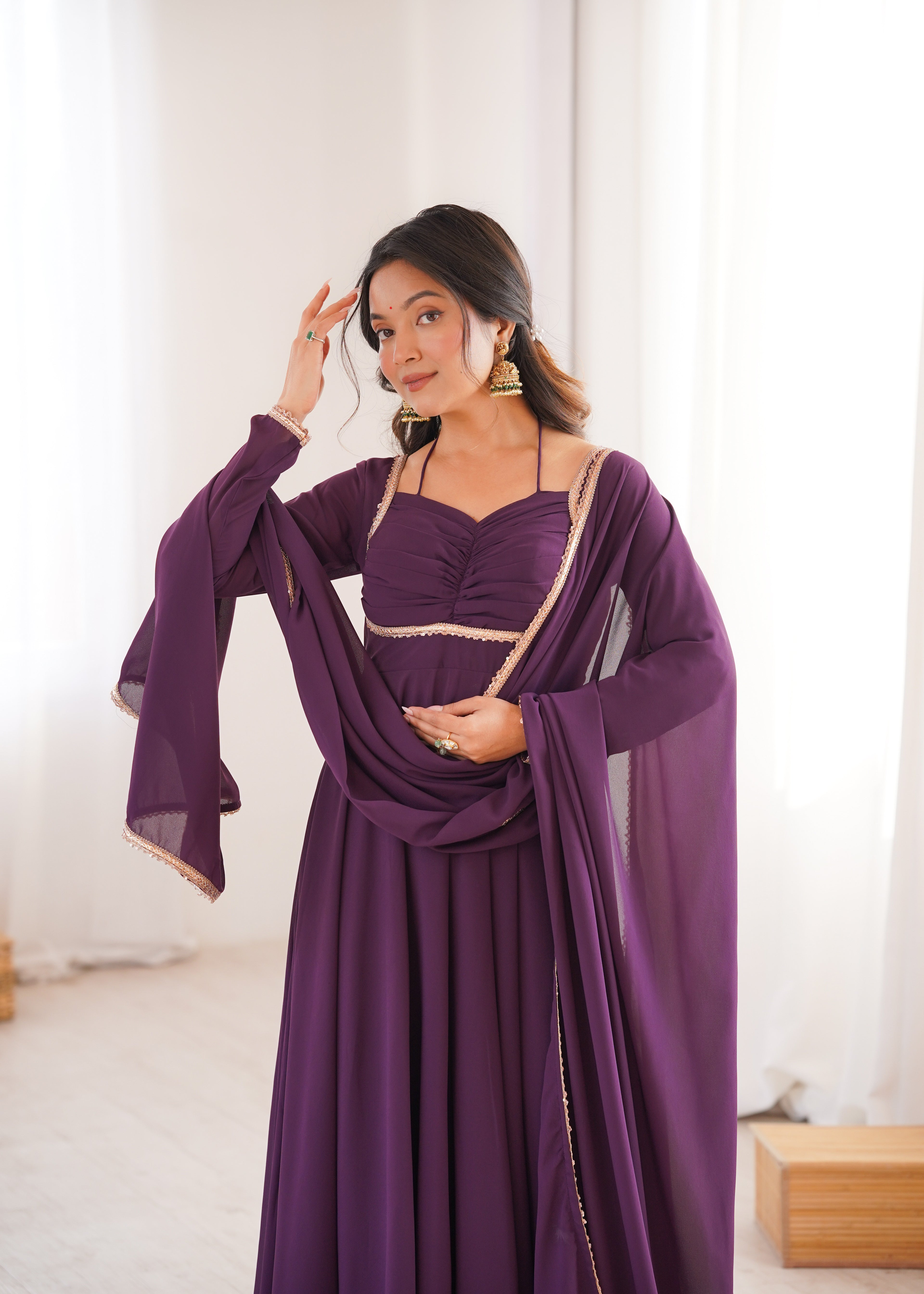 WINE SAINO ANARKALI SUIT SET