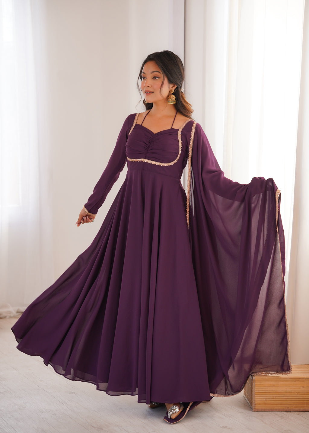 WINE SAINO ANARKALI SUIT SET