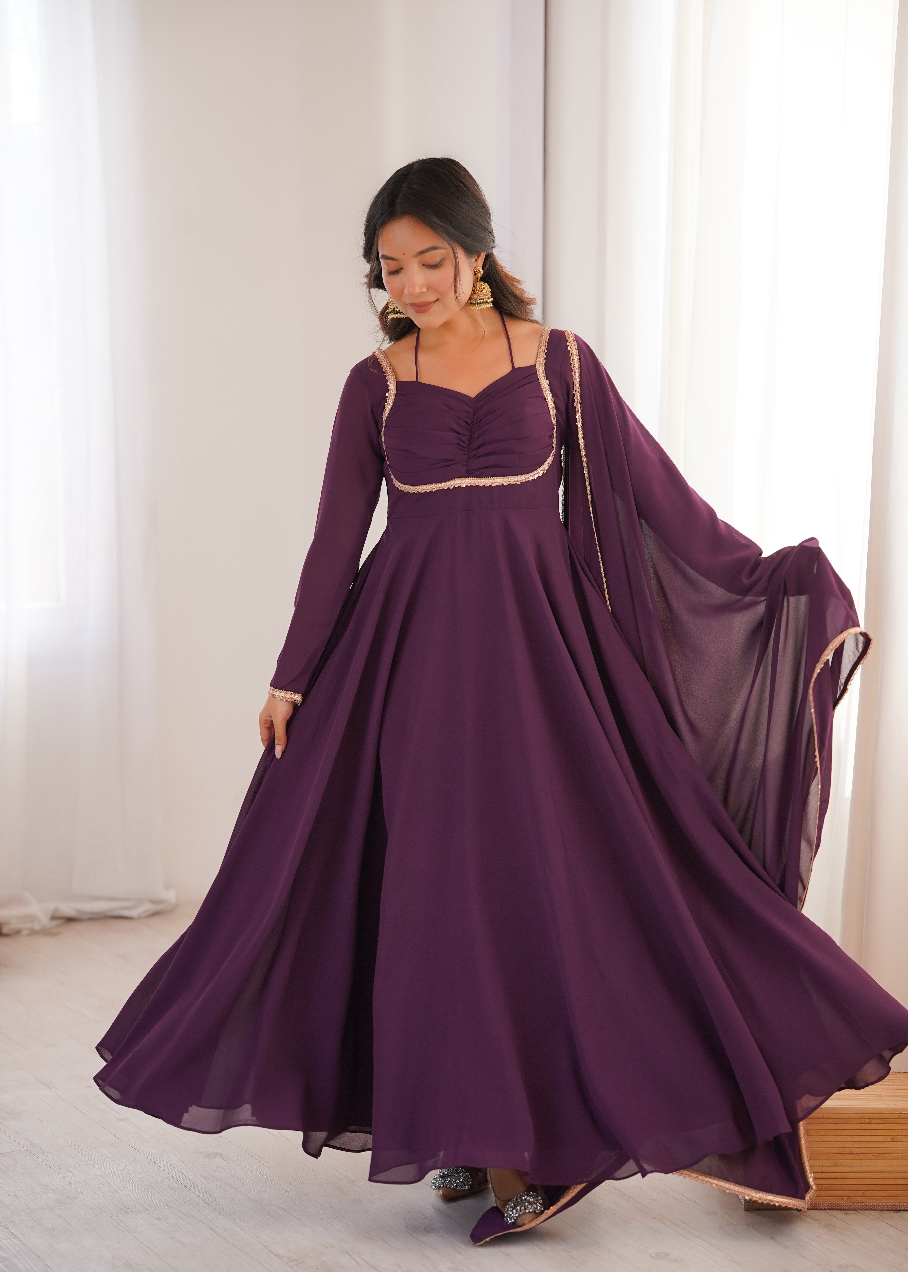 WINE SAINO ANARKALI SUIT SET