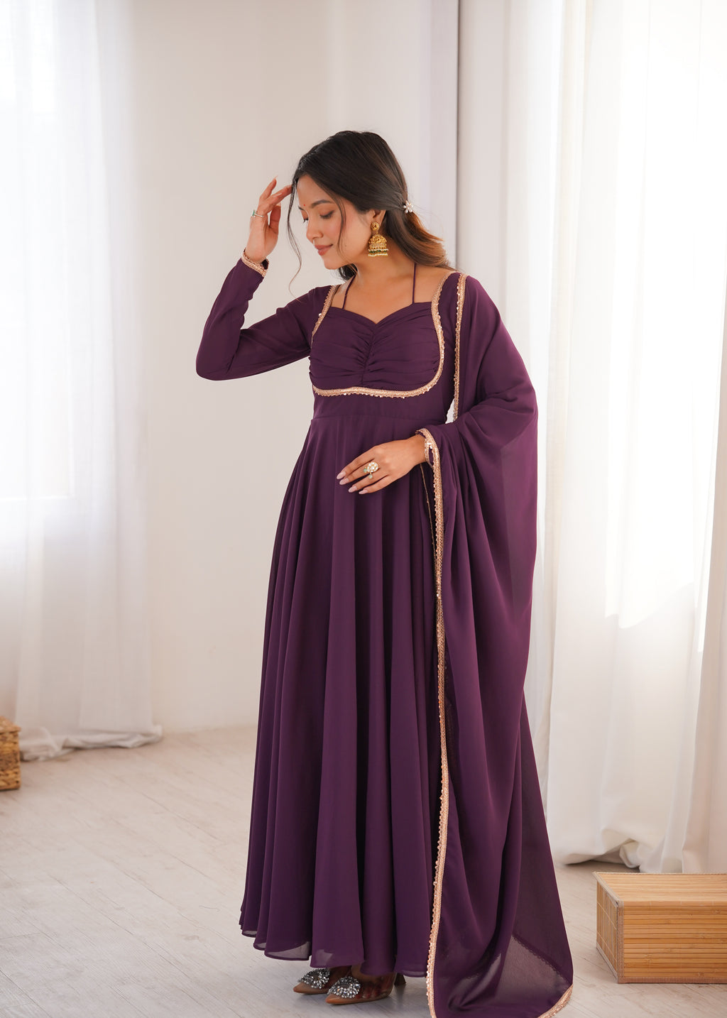 WINE SAINO ANARKALI SUIT SET