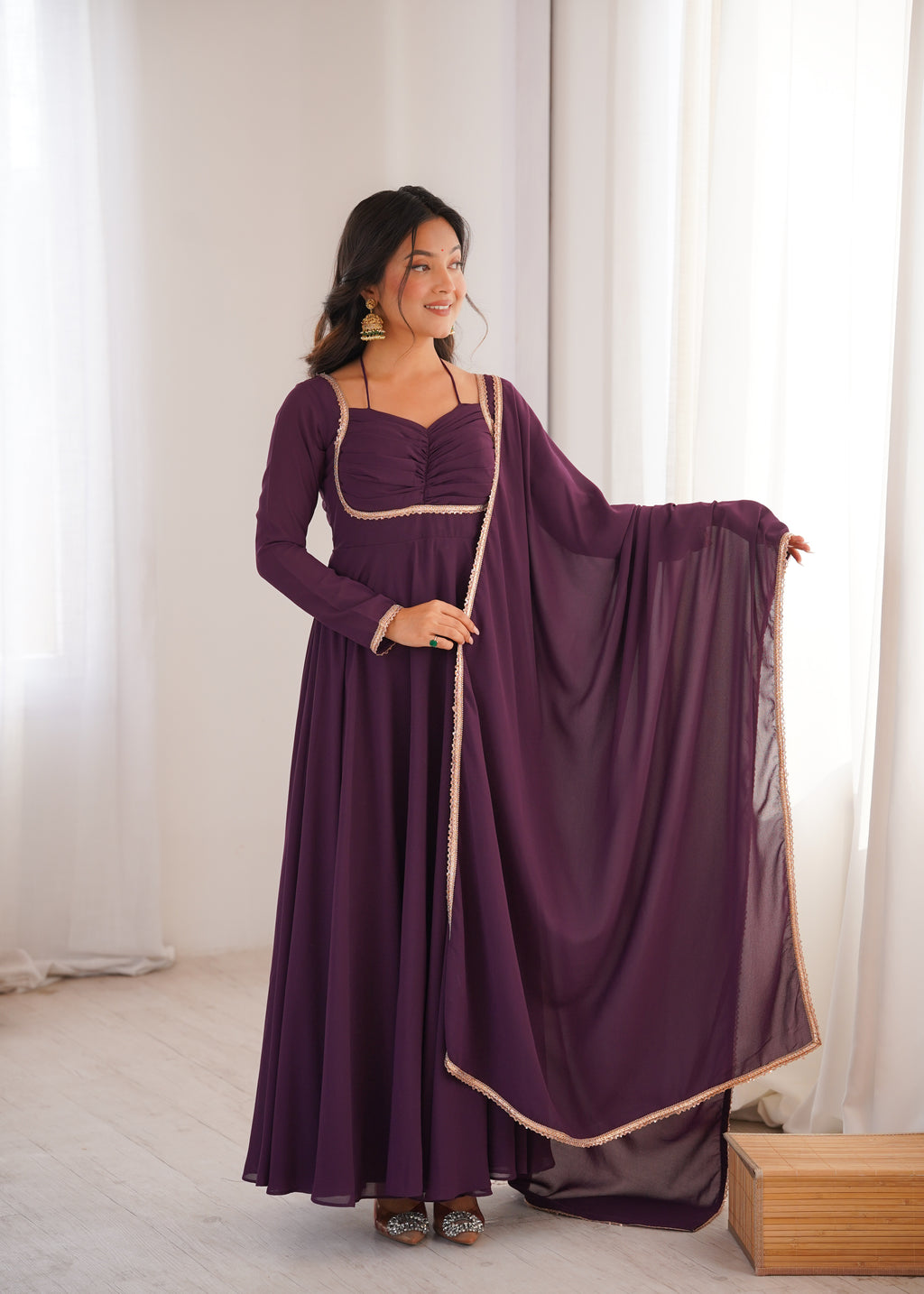 WINE SAINO ANARKALI SUIT SET